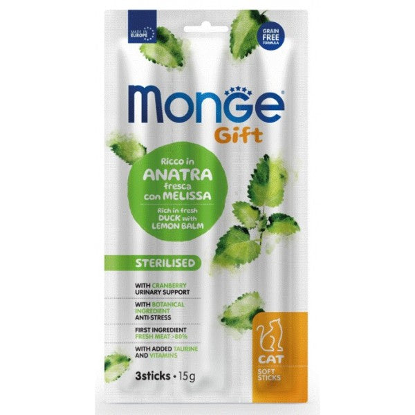 Monge Gatto Gift Soft Stick Sterilised Anatra e Melissa 3x5g Monge Gatto Gift Soft Stick Sterilised Anatra e Melissa 3x5g